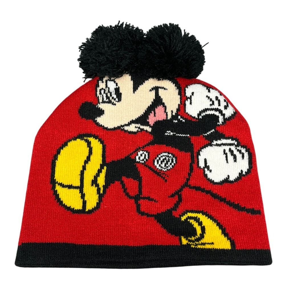 Disney Beanie Mickey Mouse Graphic Double‎ Pom Pom Winter Wear Toddler Unisex